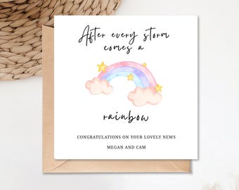 Cartão personalizado para bebê arco-íris | Futura mamãe | Grávida | Casal | Perda gestacional | Presente | Parabéns pela gravidez