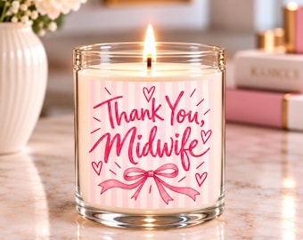 Thank You Midwife Candle, Midwife Gift for Her, Midwife Appreciation Gift, Thank You Gift for Midwife, Midwifery Candle, Midwife Present