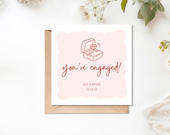 Personalisierte Verlobungsring Karte | Engagiert | Braut sein | Paar | Verlobte | Braut sein | Geschenk | Verlobung Geschenk | Bogen