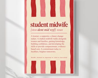 Student Midwife Definition Print, Student Midwife Gift, Midwifery Student Wall Art, Future Midwife Gift, Midwife Student Room Decor