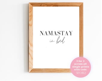 Cytat „Namastay w łóżku” – wydruk ścienny A4 | Wydruk do sypialni, Namaste