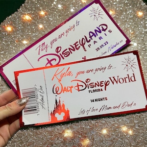 Holiday Paris Florida Trip Reveal Foil Personalised Gift Ticket | Concert | Day Out | Spa Day| Event Ticket | WDW  | Disney reveal | DLP