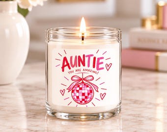 Auntie Candle Gift, You Are Amazing Candle, Cute Auntie Gift, Birthday Gift for Auntie, Pink Disco Ball Candle, Gift From Niece Nephew