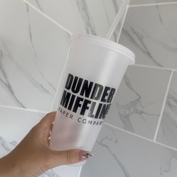 DUNDER MIFFLIN Paper Company Office Cold Cup 24oz | Starbucks Cup With Lid and Straw