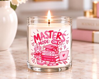 Masters Degree Candle, Masters Mode On, Masters Student Gift, Postgraduate Gift, Study Motivation Candle, Graduation Gift, Uni Student