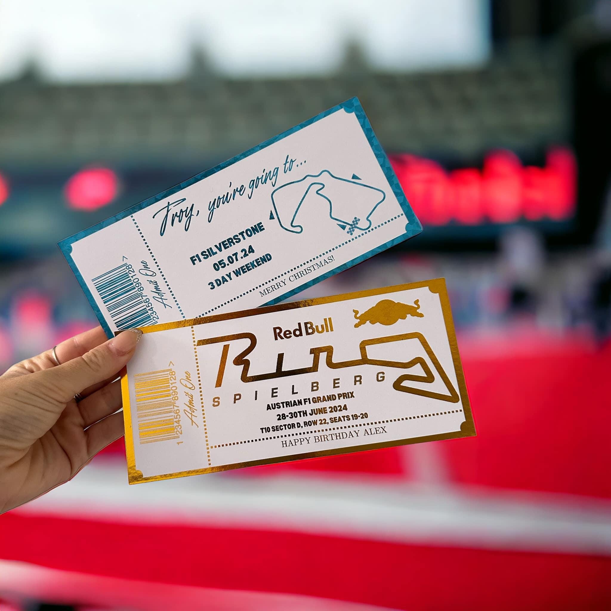 Gp Tickets Foil Personalised Gift GRAND PRIX Ticket | Concert | Comedy | Souvenir ...