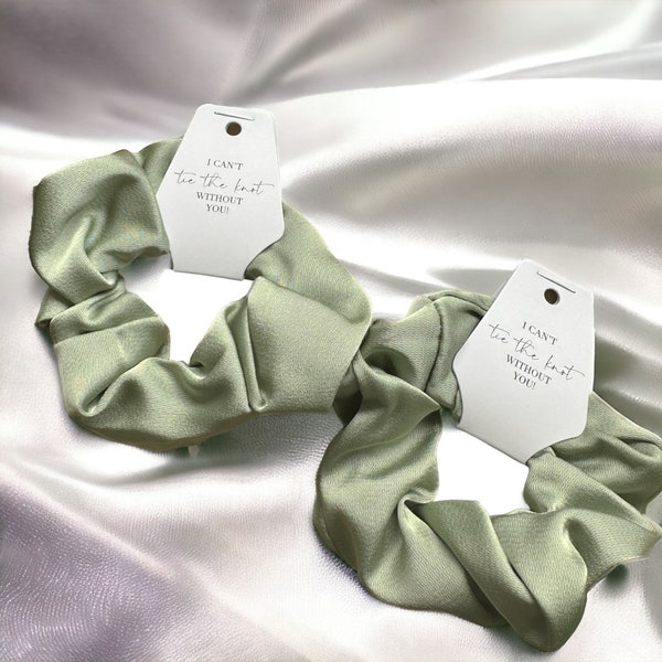Sage Green Bridesmaid Scrunchie | Satin Scrunchie | Bridesmaid Proposal | Hen Party  | Gift | I Can’t Tie The Knot The Knot Without You