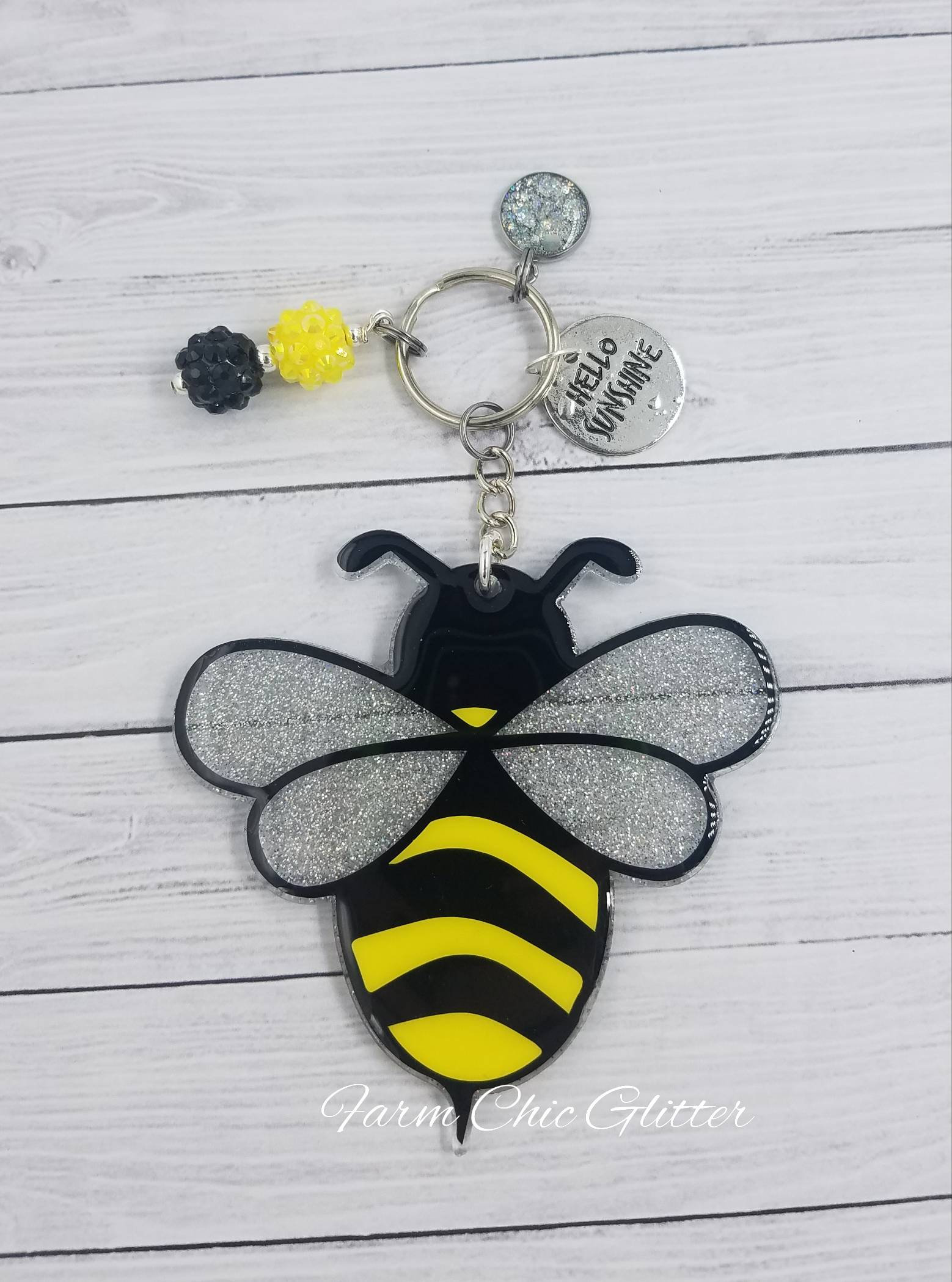 Cute BumbleBee handmade keychain bead keyring Bee Etsy