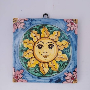 Azulejo siciliano, azulejo de 15 x 15 cm, azulejo ornamental, azulejo cerâmico, azulejos decorativos, azulejo solar/azulejo siciliano.