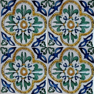 Composition 4 tiles, Caltagirone tiles, decorated Sicilian tiles, backsplash tiles, mosaic tiles, Italian tiles, Sicilian decorations, tiles