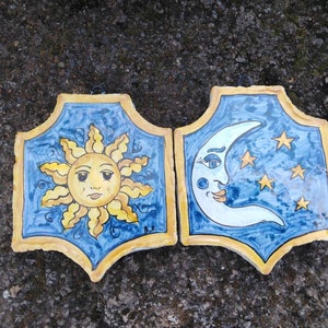 Azulejos, azulejos sol e lua, azulejos decorados, azulejos sicilianos, cerâmicas Caltagirone, azulejos de cozinha, azulejos decorativos,