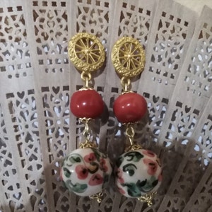 Kolczyki z sycylijskimi ceramicznymi perłami Styl Caltagirone/Styl Caltagirone Kolczyki z sycylijskich ceramicznych pereł
