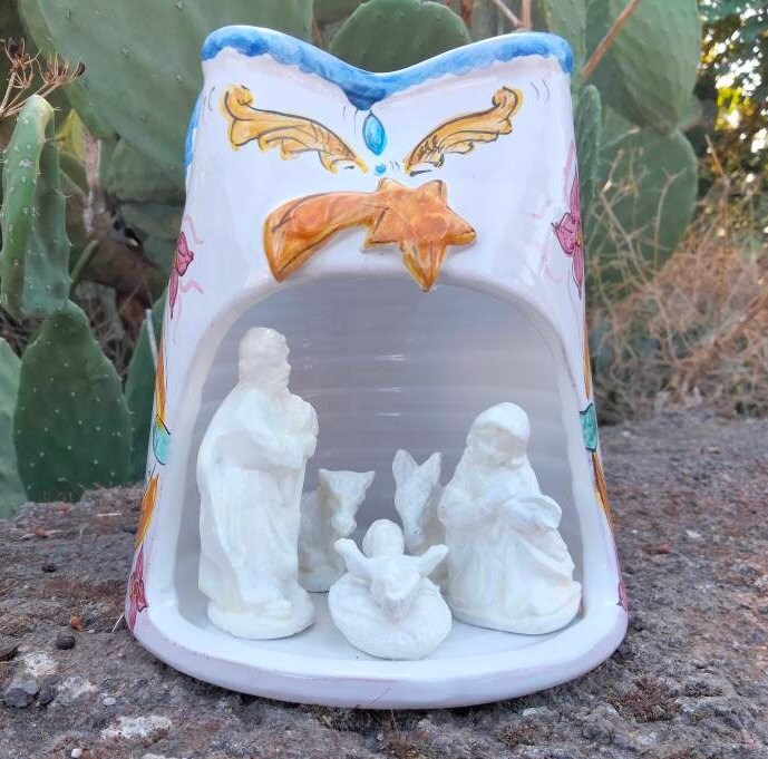 Figurines De Crèche Âne Et Bœuf En Céramique De Caltagirone - Décorées à La Main