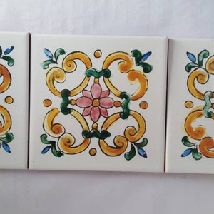 Sicilian tiles 10x10,decorated tiles,kitchen tiles, coasters image 3