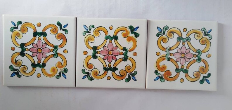 Sicilian tiles 10x10,decorated tiles,kitchen tiles, coasters image 3