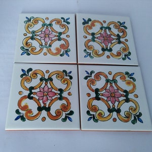 Sicilian tiles 10x10,decorated tiles,kitchen tiles, coasters image 7