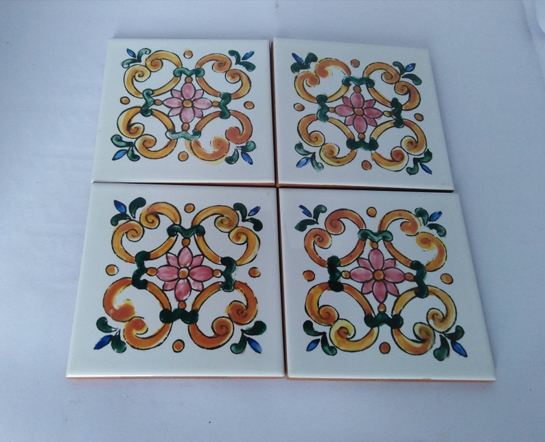 Sicilian tiles 10x10,decorated tiles,kitchen tiles, coasters image 7