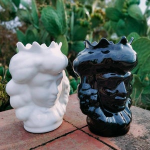 Caltagirone ceramic, Moor&#39;s heads, Sicilian ceramic, flower vase, ceramic heads, Sicilian Moors, plant holder, centerpiece, home decorations