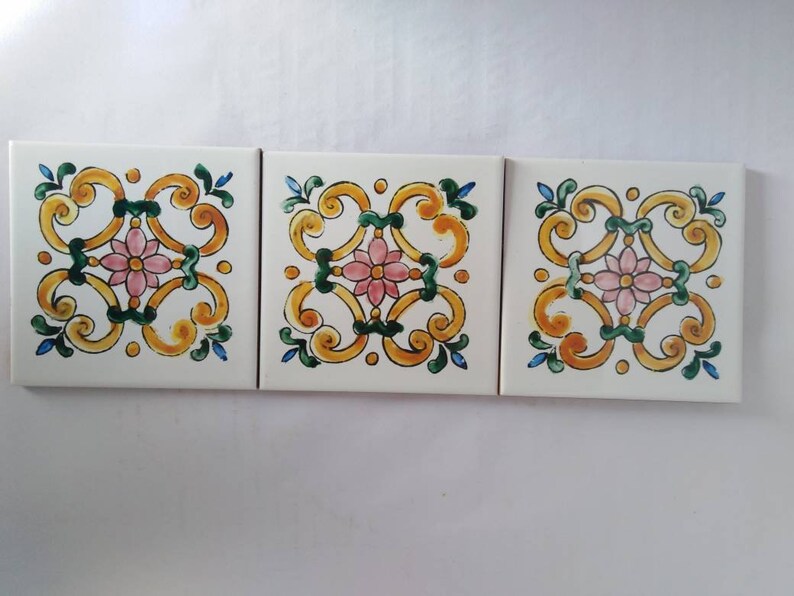 Sicilian tiles 10x10,decorated tiles,kitchen tiles, coasters image 6