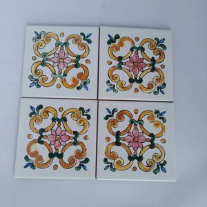 Sicilian tiles 10x10,decorated tiles,kitchen tiles, coasters image 4