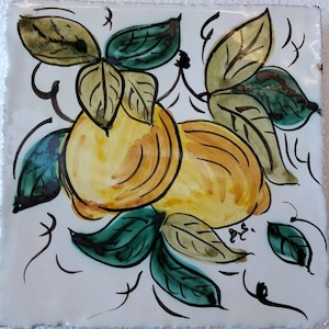Sicilian tile, Italian ceramic, kitchen decorations, 15x15 tile, Sicilian decorations, lemons tile, decorated tile, Sicilian crafts