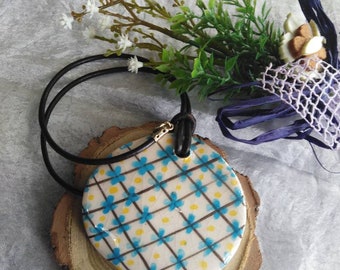 Collier pendentif en céramique sicilienne, collier avec collier en faïence avec pendentif céramique sicilien, collier majolica