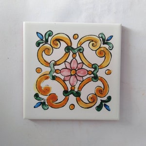 Sicilian tiles 10x10,decorated tiles,kitchen tiles, coasters image 2