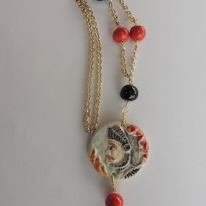 Ceramic necklace, Sicilian necklace, Caltagirone necklace. Woman necklace, Sicilian decorations, pendant necklace, made in italy necklace