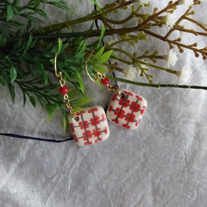 Ceramic earrings, Caltagirone earrings, Sicilian earrings, earrings with tiles, earrings with Sicilian majolica,gold-plated silver earrings.