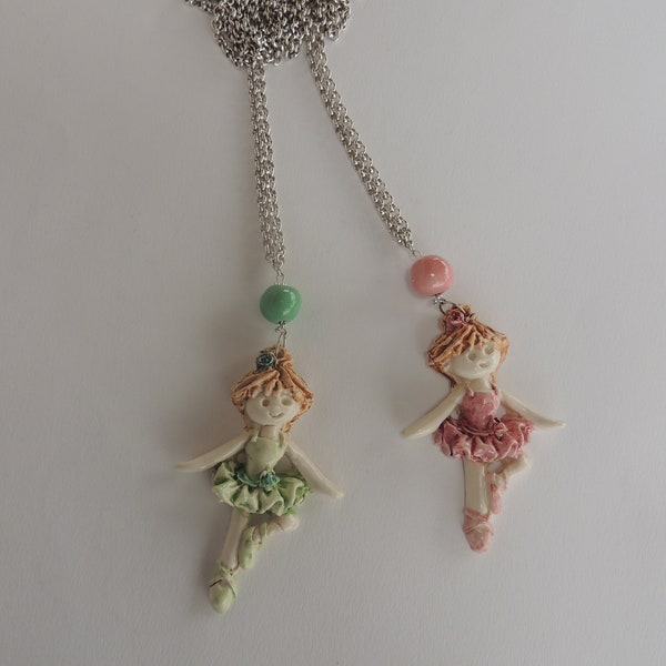 Ceramic necklace with Ballerina pendant