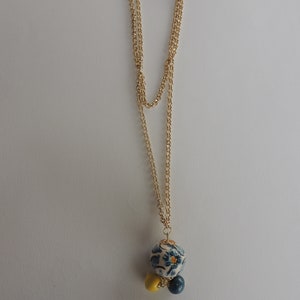 Necklace with Caltagirone ceramic pearl/aluminum and ceramic necklace, caltagirone necklace/Sicilian decorations necklace, ceramic necklace