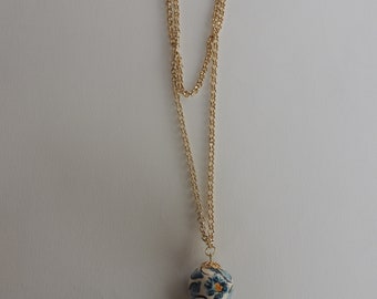 Collana con perla di ceramica Caltagirone,collana in ceramica,collana donna,collana con catena/ Collier avec perle en céramique Caltagirone