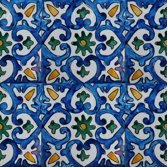 congelador analogía Impedir Azulejos sicilianos 10x10 decorados a mano. /10x10 Azulejos - Etsy México