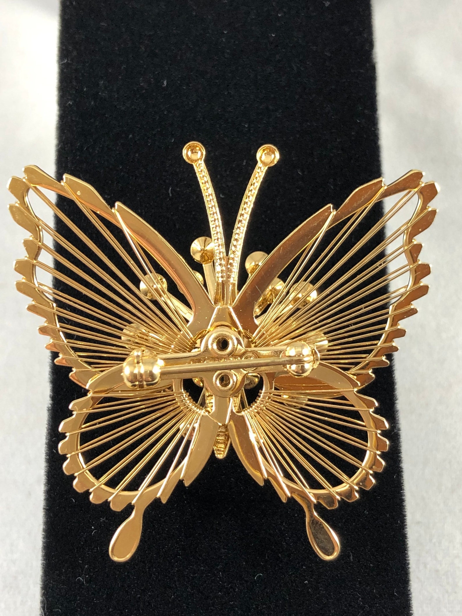 1970s Vintage Gilded Butterfly Brooch Signed Etsy