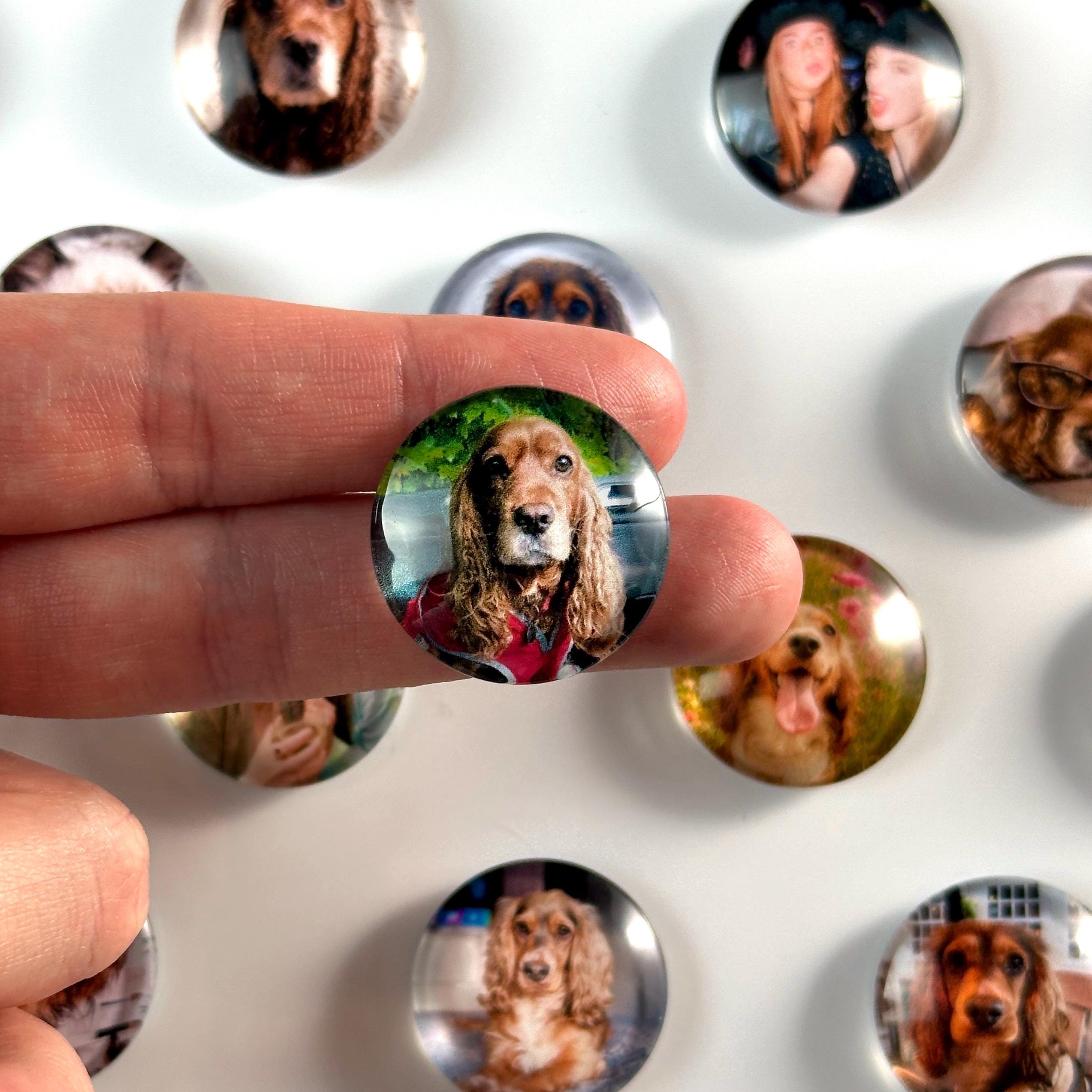 Handmade Personalised Round Glass Photo Magnets | Custom Fridge Magnets ...