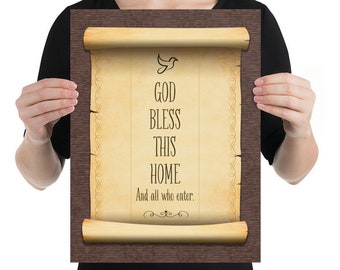 God Bless This Home Poster, Christian Wall Art, May God bless this home and all who enter