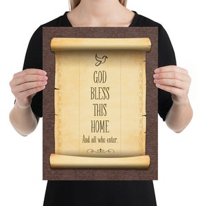 God Bless This Home Poster, Christian Wall Art, May God bless this home and all who enter image 1