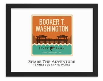 Booker T Washington TN State Park Framed Poster / Tennessee State Parks / Outdoor Fishing Kayak Canoe Camping c