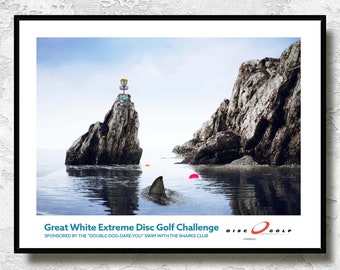 Extreme Disc Golf Locations - Great White Digital Print: 8 x 10 & 11 x 14 / File Download / You Print From Our File / Disc Golf Art