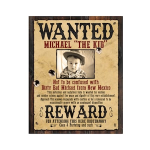 Custom Wanted Poster / Digital Download / Kids Party Wanted Poster / Western Wanted Poster / Adult Wanted Poster / Funny Wanted Poster image 1