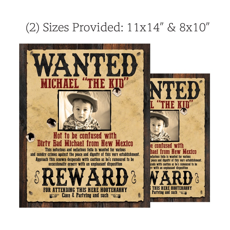 Custom Wanted Poster / Digital Download / Kids Party Wanted Poster / Western Wanted Poster / Adult Wanted Poster / Funny Wanted Poster image 6