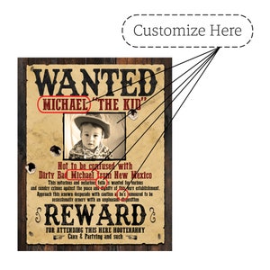 Custom Wanted Poster / Digital Download / Kids Party Wanted Poster / Western Wanted Poster / Adult Wanted Poster / Funny Wanted Poster image 5