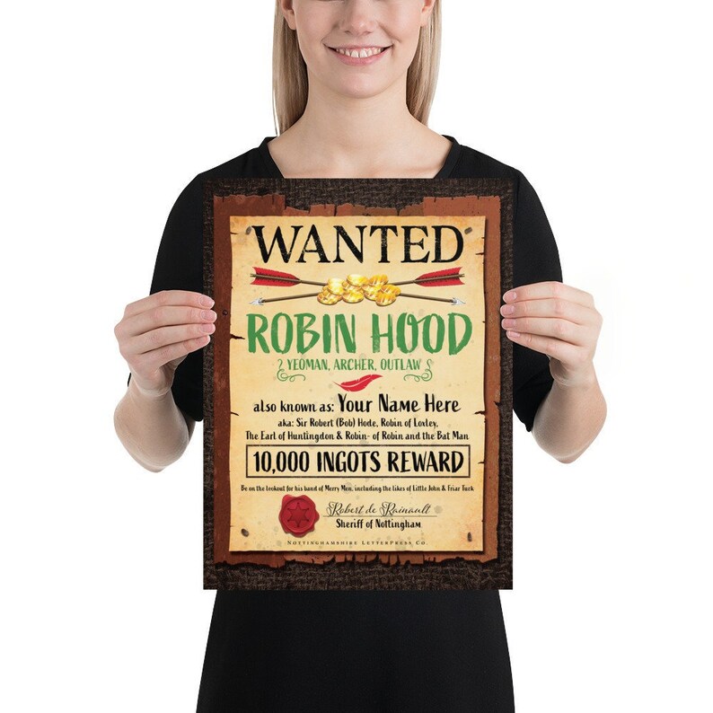 Custom Robin Hood Wanted Poster Robin Hood Party Poster - Etsy UK