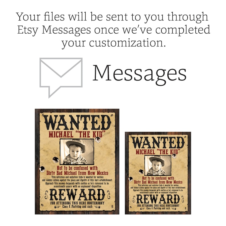 Custom Wanted Poster / Digital Download / Kids Party Wanted Poster / Western Wanted Poster / Adult Wanted Poster / Funny Wanted Poster image 7