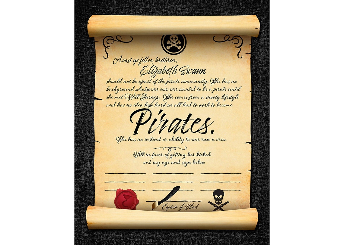 Pirate Scroll Custom / Black Bkgd 11x14 / Custom Copy Custom Print Etsy