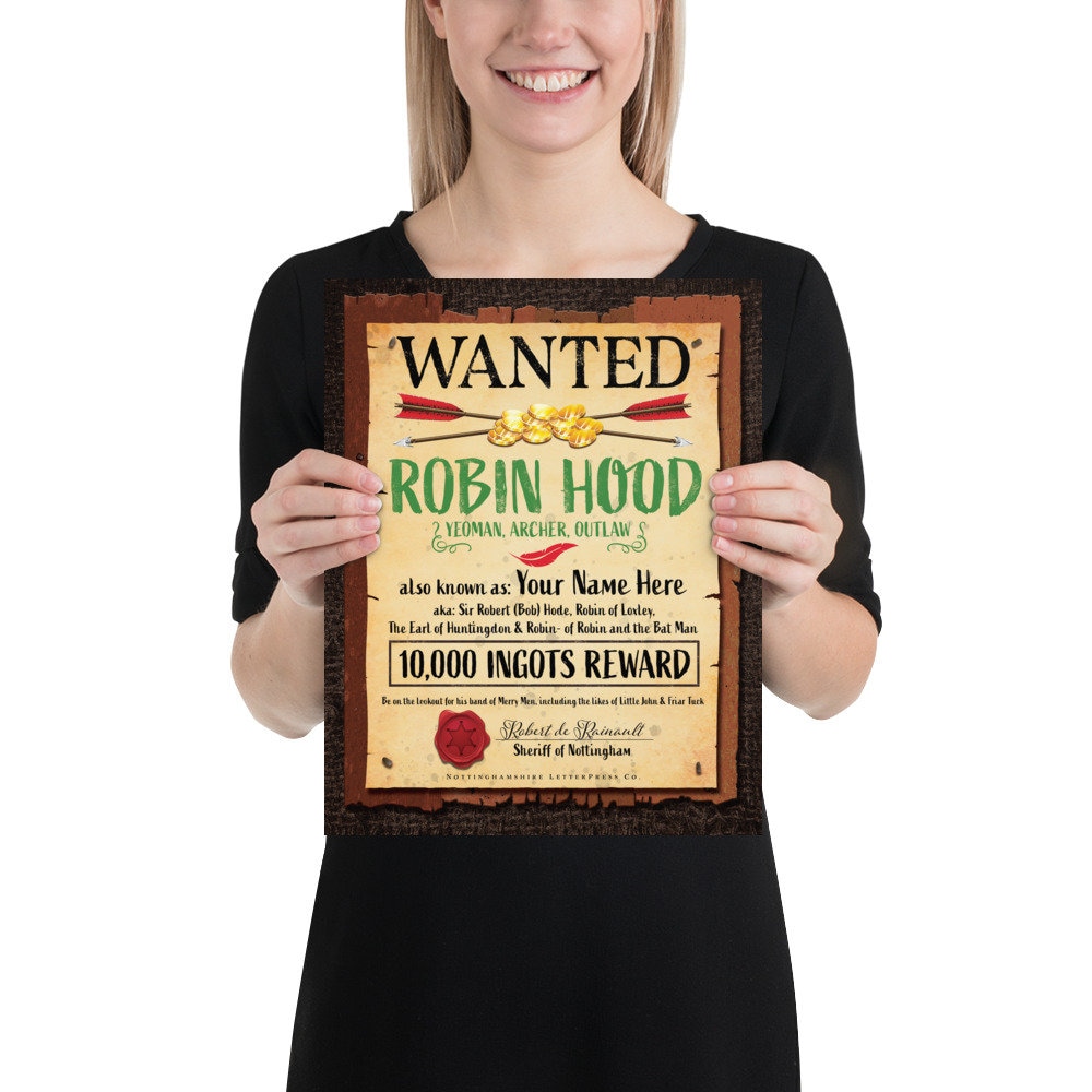 Custom Robin Hood Wanted Poster, Robin Hood Party Poster, Robin Hood