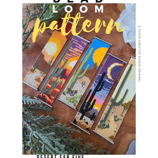 "Desert Fab Fünf Perlen Loom Muster / Loom Perlen Muster / Perlenarmband Muster / Perlenarmband Muster / Loom Perlen Muster / Kaktus Perlen Muster."