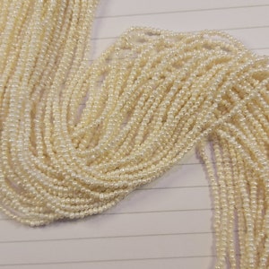 2mm Tiny Round Freshwater Seed Pearl Beads, Genuine Natural Pearls, Beautiful Cream White Colour, Shiny Great Quality Beads, Through Hole UK
