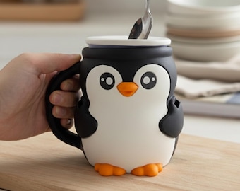 Cute Penguin Ice Cream Pint Holder & Spoon Rest - Hidden Snack Drawer - Funny Gift for Ice Cream Lovers | Pint Cozy