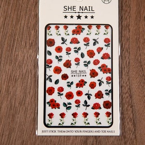 Nail Stickers Nail Art Stickers Nail Decals Rose Nail Art Rose Nail Stickers Flower Nail Art